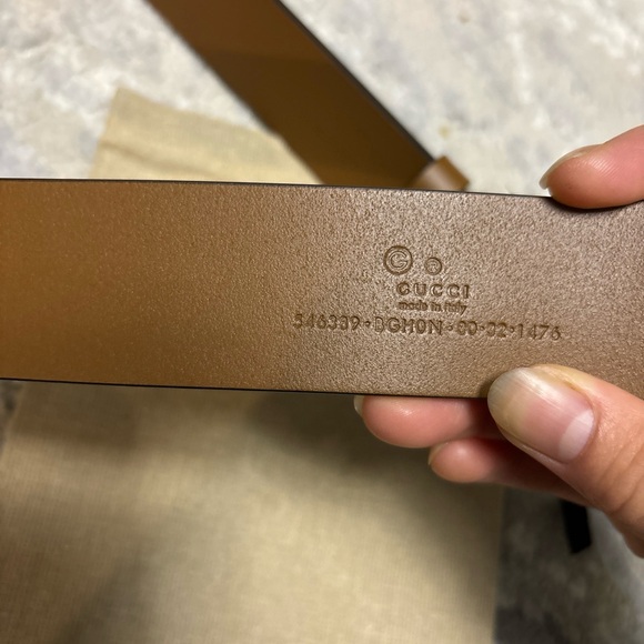 GUCCI 546389 INTERLOCKING LEATHER BELT BROWN - Picture 2 of 6